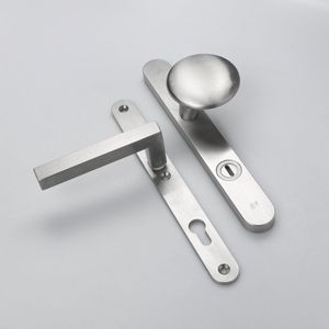 MASSIEF RVS Tzunali Deurbeslag. Model MINHO SKG*** SML T=15/5 VKTB (kerntrek) PC92  BUITEN KNOP GUARDA; BINNEN KRUK PAVIA