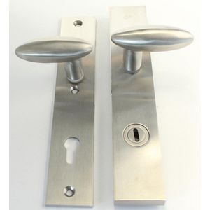 MASSIEF RVS Tzunali Deurbeslag. Model TAMEGA SKG*** BREED T=15/5 VKTB92 BUITEN KRUK OVIDIO; BINNEN KRUK OVIDIO
