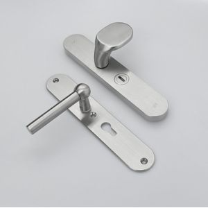 MASSIEF RVS Tzunali Deurbeslag. Model MINHO SKG*** BREED T=15/5 VKTB (kerntrek) PC55  BUITEN KNOP NELAS; BINNEN KRUK LONDEN