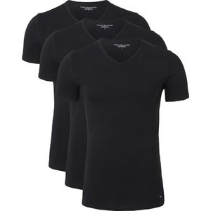 Tommy Hilfiger Cotton stretch T-shirts (3-pack) - heren T-shirts V-hals - zwart
