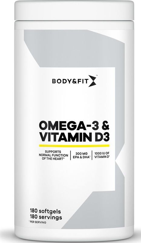 Body & Fit Omega-3 & Vitamine D3 - Visolie Capsules - Vitamine D3 1000 IU - 180 stuks