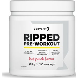 Body & Fit Ripped Pre Workout Fruit Punch Pre Workout Poederdoseringen