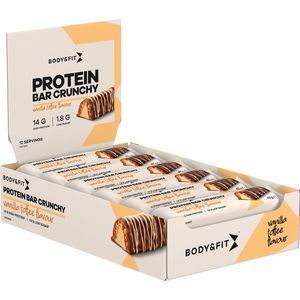 Body & Fit Protein Bar Crunchy - Knapperige Eiwitreep - Proteïne Repen - Vanille Toffee - 540 gram (12 Eiwitrepen)