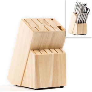 Messenblok zonder Messen - Houten Messenhouder van Coninx - Rubberhout Licht - Messenopberger