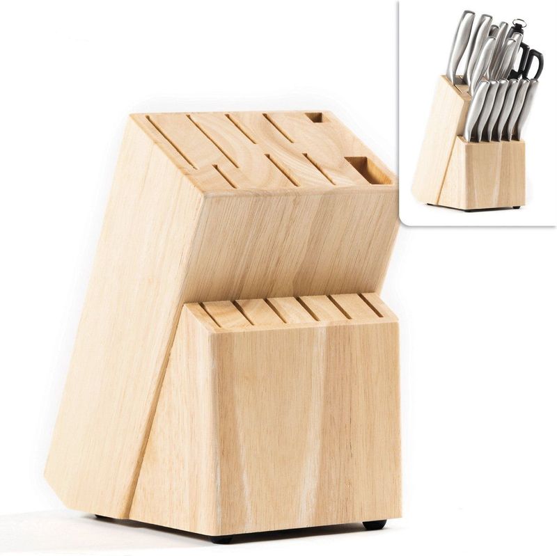 Messenblok zonder Messen - Houten Messenhouder van Coninx - Rubberhout Licht - Messenopberger