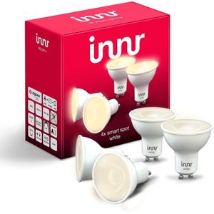 Innr slimme spot GU10 white - werkt met Philips Hue*, Alexa, Google Home en SmartThings - warmwit licht - Zigbee smart LED lamp - dimbaar - 4 pack