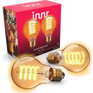 Innr Smart lamp E27 | Peer A60 | Filament Vintage | 2200K | Werkt met Philips Hue | 7W | 2 stuks