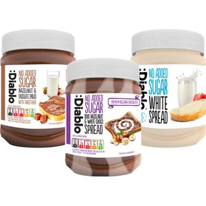 Diablo | Mix Low Sugar Chocolate Spreads | Voordeelpakket | 3 x 350 gram