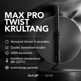 Max Pro Twist 19mm Krultang - Curling iron - Levenslange Garantie - Inclusief Hittebestendige Handschoen - Alle Haartypes - Inclusief LCD Display
