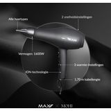 Max Pro - Xperience Föhn - Professionele Haar Styling Tool - Kleur: Zwart - Materiaal: Rubber