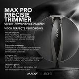 Max Pro - Precision Trimmer - Tondeuse Mannen - Verzorgingsset Mannen - Met 5 Opzetkammen - Zwart