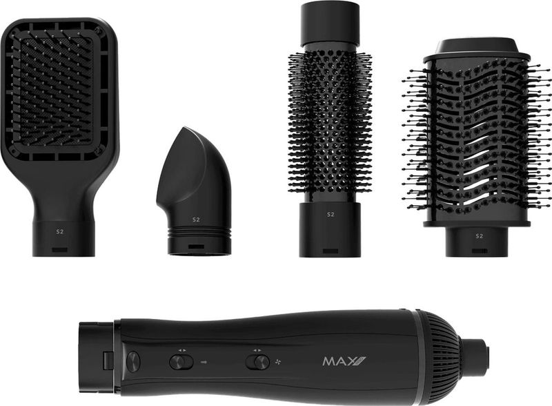 Max Pro - Multi Airstyler S2 - 1200W - Met Vier Opzetstukken - Ronde Föhnborstel