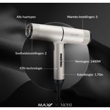 Max Pro - Vento - Haardroger - Zwart - 1400W - Inclusief Diffuser en Mondstukken
