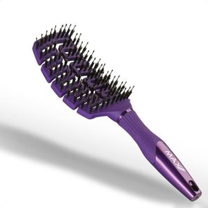 Max Pro - Haarborstel Antiklit - Ontwarborstel - Zwijnenharen Borstel - Nylon/Zwijnenharen Pinnen - Bosbessen Geluk