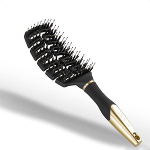 Max Pro - Haarborstel Antiklit - Ontwarborstel - Zwijnenharen Borstel - Nylon/Zwijnenharen Pinnen - Goud