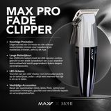 Max Pro - Fade Clipper - Metallic Zwart - Roestvrijstalen Messen
