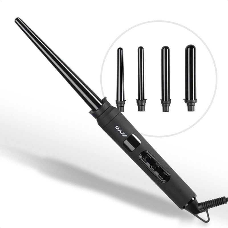 Max Pro - Fusion Krultang - 5 Opzetstukken - Verwarmt tot 220°C - Zwart