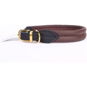 Dog's Companion Leren Halsband - Lengte: 45 cm Verstelbaar van 37-42 cm x 25 mm - Messing- Bruin