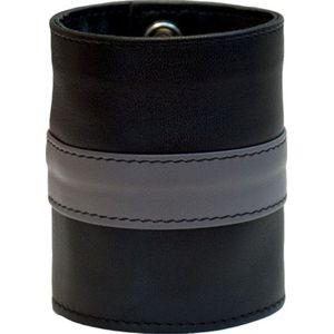 MISTER B. Leren armband portemonnee - zwart met gekleurde strepen - ca. 8,5 cm breed