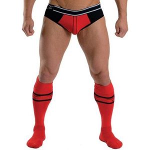 Mister B - URBAN Football Socks - Voetbalsokken met binnenzakje - rood/zwart