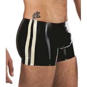 Mister B Rubber Trunks zwart met witte bies medium