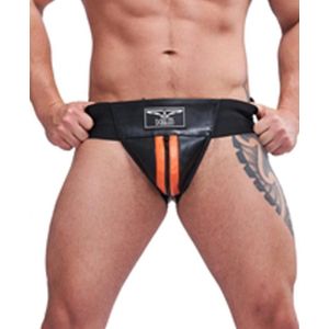 Mister B leren premium jockstrap met oranje bies -  small