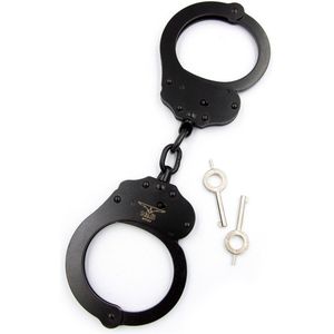 Mister B Cuff Double Lock Stalen Politiehandboeien met ketting - zwart