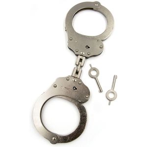 Mister B - Cuffs Double Lock with hoop - Politiehandboeien - Zilver