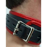 Mister B Essential Leren Afsluitbare Halsband Zwart Rood