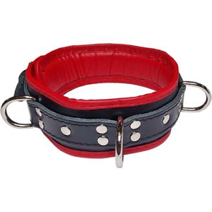 Mister B Essential Leren Afsluitbare Halsband Zwart Rood