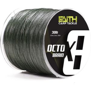 Faith OctoX8 Braided Line - Green - Gevlochten Lijn - 30lb - 0.20mm - 1000m - Groen