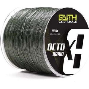 Faith OctoX8 Braided Line - Green - Gevlochten Lijn - 40lb - 0.25mm - 1000m - Groen