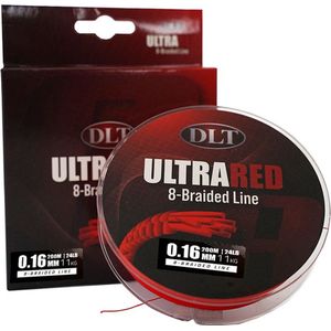 DLT UltraRed-8 Braided Line - 200m 0.16mm 11kg - Gevlochten lijn - 8 Braid - Vislijn