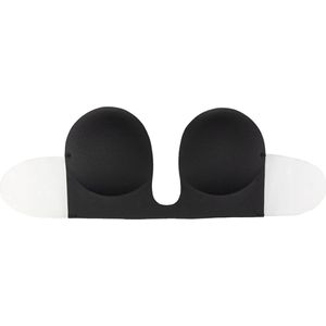 Bye Bra Naadloze U-stijl beha, onzichtbare zelfklevende plunge-beha, strapless en rugloos, push-up effect, voor diepe V- en laag uitgesneden halslijnen, nude en zwart, A-E (zwart, cup B)