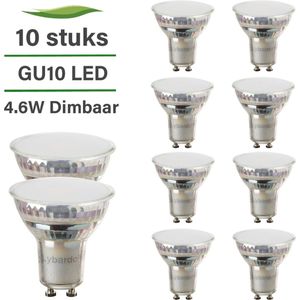 GU10 LED lamp - 10-pack - 4.8W - Dimbaar - 2700K warm wit - 100° stralingshoek