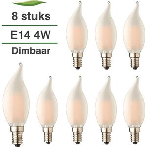 E14 LED lamp - 8-pack - Kaarslamp - Frost - 4W - Dimbaar - 2100K extra warm