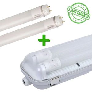 LED TL verlichting 60 cm prof-line | IP65 waterdicht armatuur incl. 2 LED TL buizen | Koppelbaar | 2 x 9 watt | 133 lm per watt | 4000K neutraal wit | 840