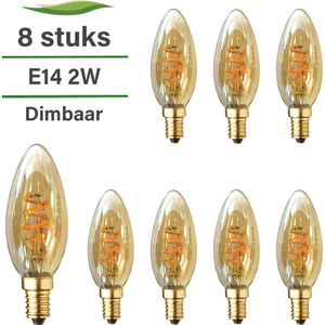E14 LED lamp - 8-pack - Kaarslamp - 2W - Dimbaar - 2000K extra warm