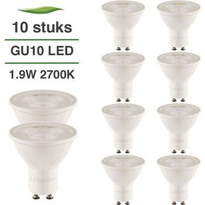 GU10 LED lamp - 10-pack - 1.9W - 2700K warm wit - 36° stralingshoek