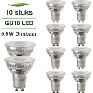 GU10 LED lamp - 10-pack - 5.5W - Dimbaar - 3000K warm wit - 60° stralingshoek