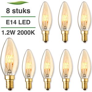 Lybardo - E14 LED Lamp - 8-pack - Kaarslamp - 1.2W - 2000K Extra Warmwit Licht