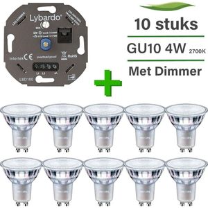 Philips GU10 LED lamp - 10-pack - 4W - Dimbaar - Warm wit licht + LED dimmer 0-175W