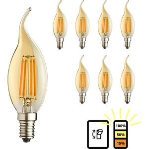 E14 LED lamp - 8-pack - 3 staps dimbaar - E14 kaarslamp vlam - 4W - 2500K warm wit
