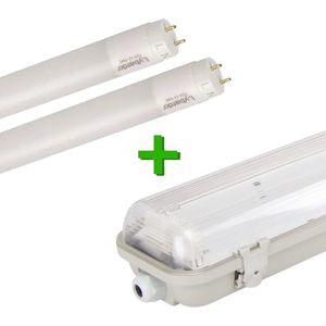 LED TL verlichting 60 cm | IP65 waterdicht armatuur incl. 2 LED TL buizen | Koppelbaar | 2 x 9 watt | 4000K neutraal wit | 840