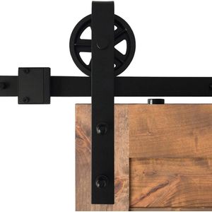 Barnwood Schuifdeursysteem Spaakwiel - 2 meter rail (Barndoor, Schuifdeurbeslag, Railsysteem met industriële spaakrollers, schuifdeur systeem beslag)