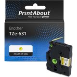 PrintAbout - Tape TZe-631 - Zwart op Geel - 12 mm
