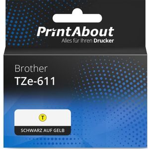 PrintAbout - TZe-611 Tape - Zwart op Geel - 6 mm