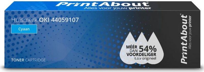 PrintAbout huismerk Toner 44059107 Cyaan Geschikt voor OKI