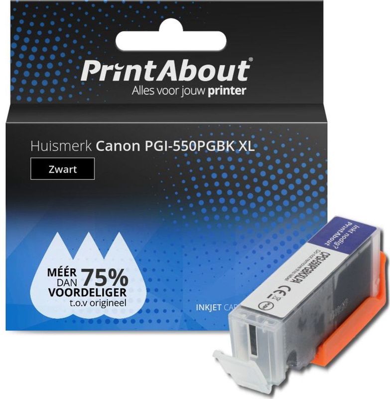 PrintAbout huismerk Inktcartridge PGI-550PGBK XL Zwart Hoge capaciteit Geschikt voor Canon