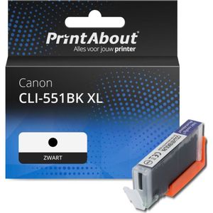 PrintAbout huismerk Inktcartridge CLI-551BK XL Zwart Hoge capaciteit Geschikt voor Canon